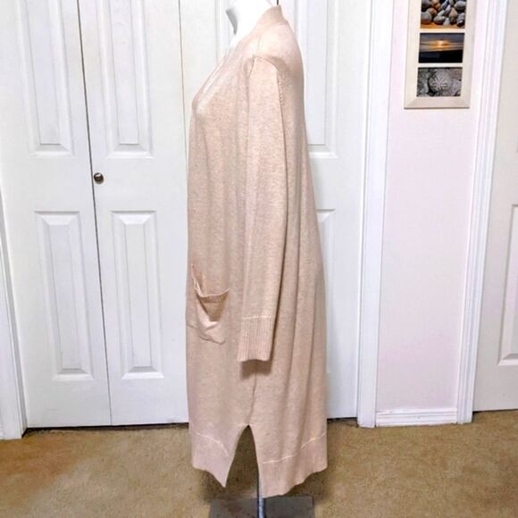 NWOT Isaac Mizrahi Women's Open Front Duster w/ Patch Pockets, Ribbed Cuffs - Picture 2 of 14